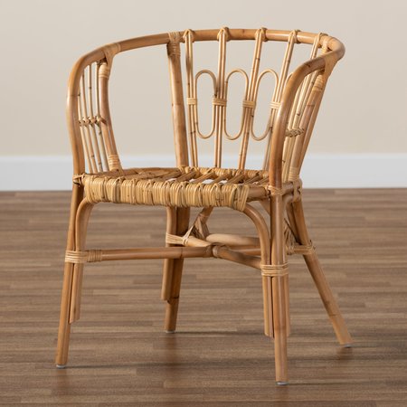 Baxton Studio Luxio Modern and Contemporary Natural Finished Rattan Chair 185-11870-Zoro